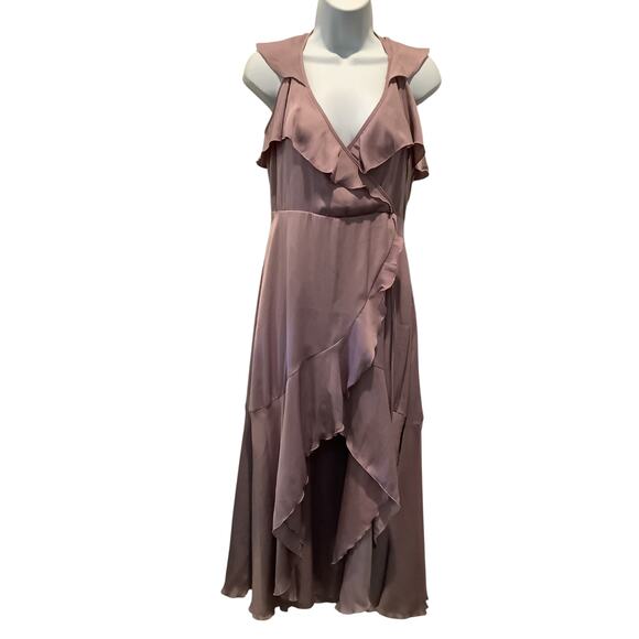 ALTAR’D STATE V-NECK FAUX WRAP OPEN BACK HI LOW HEM DRESS/GOWN M NWT - Picture 1 of 7